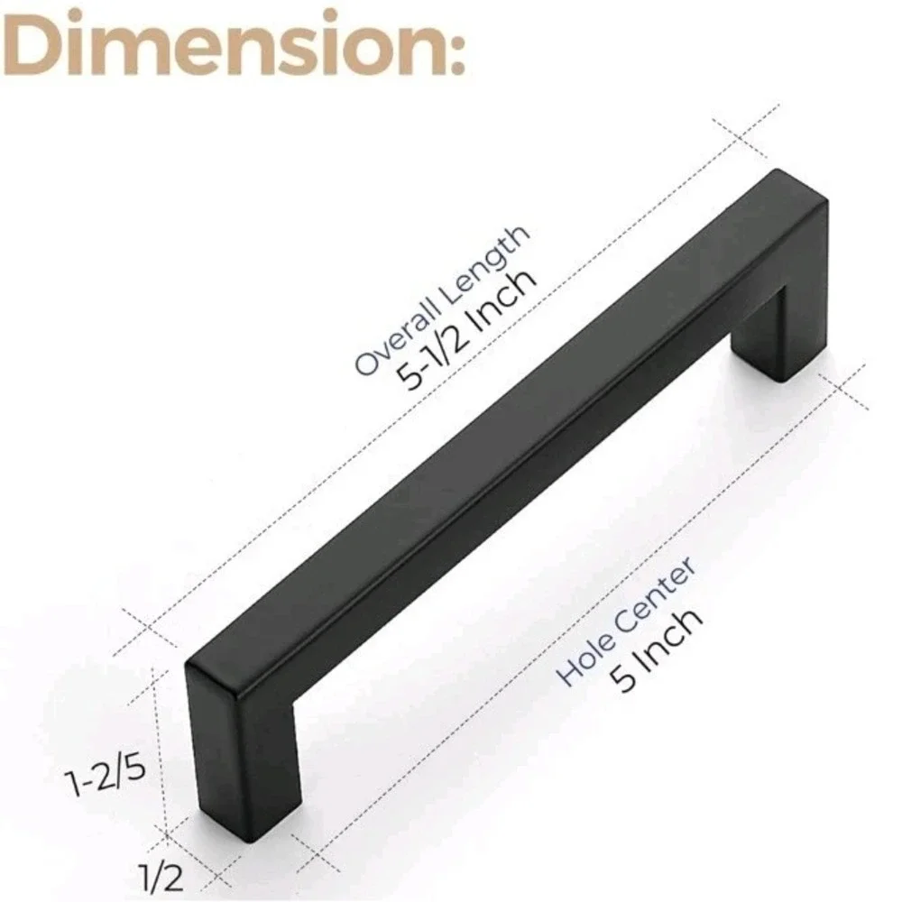Ravinte 30 Pack Solid 5 Inch‎ Kitchen Square Cabinet Handles Matte Black Pulls
